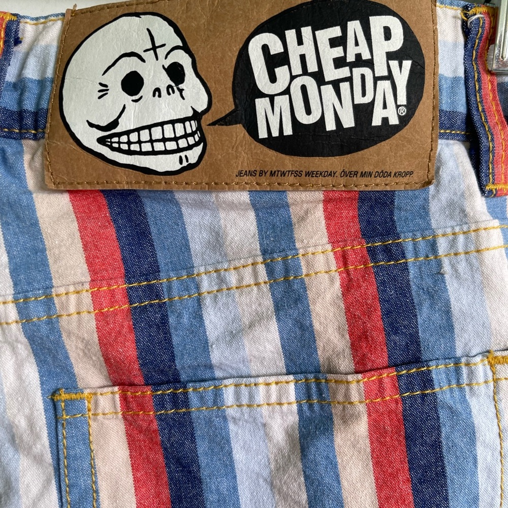 Cheap Monday Striped Skinny Pants - Red, Blue, White